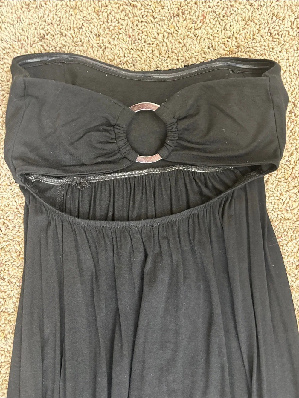 Bebe Black Strapless Beaded Sweetheart Cutout O Ring Maxi Dress - Picture 7 of 9